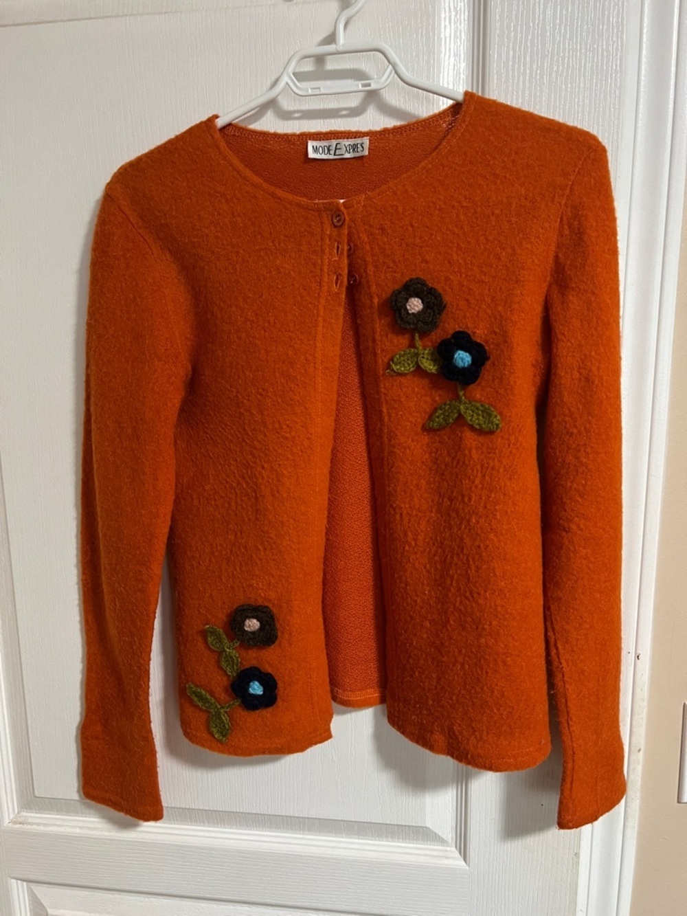 Mode Expres Orange  Floral Cardigan